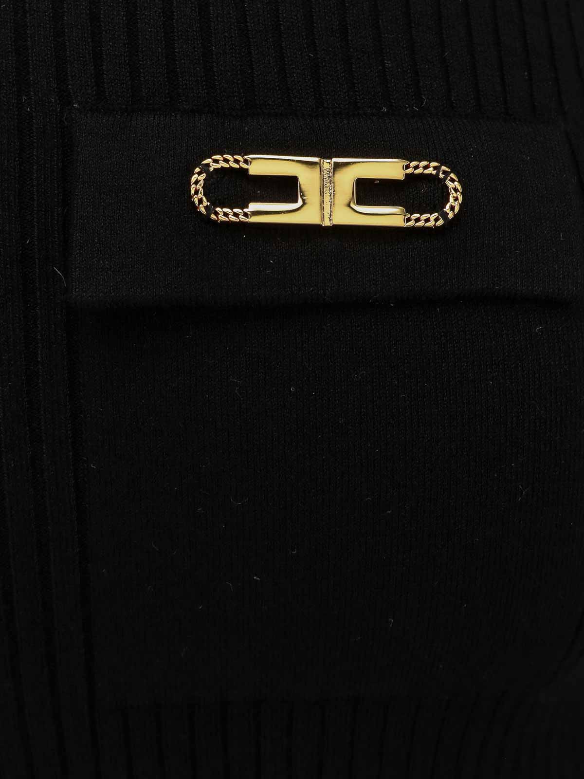 Elisabetta Franchi Logo Plaque Turtleneck Sweater In Black