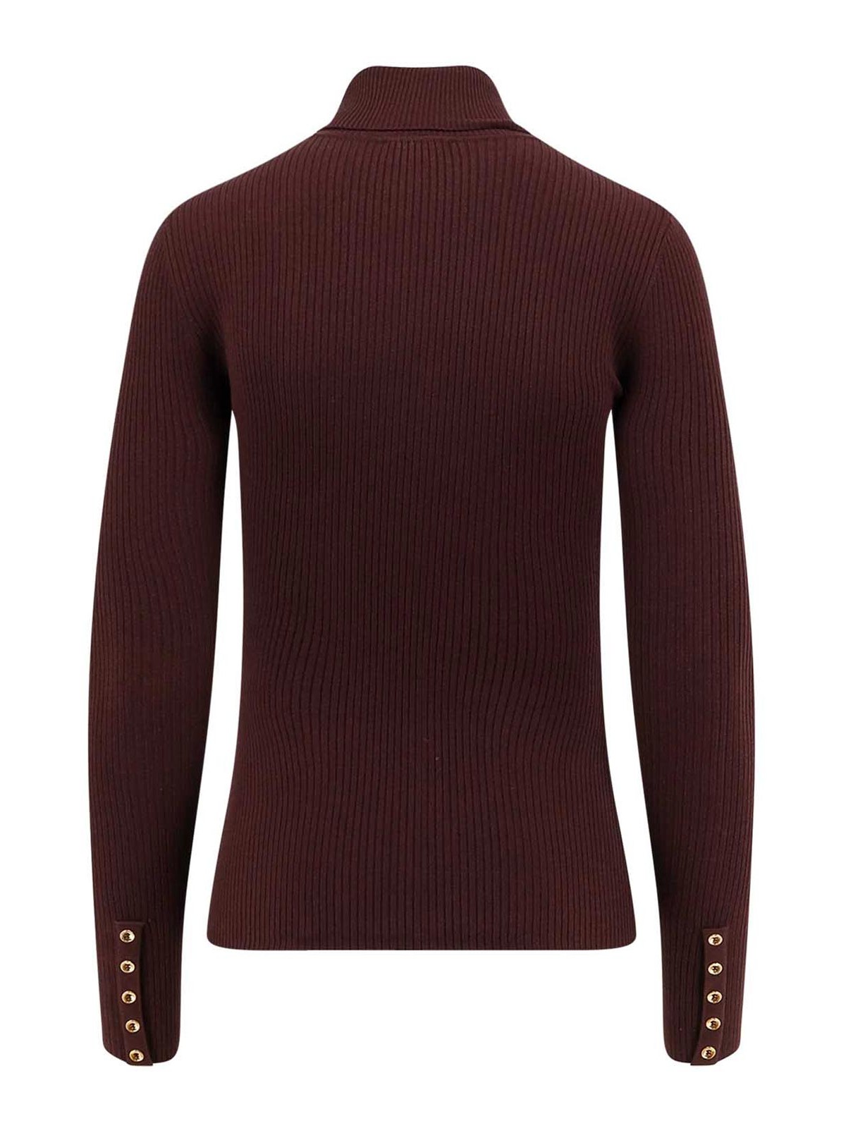 Elisabetta Franchi Turtleneck Sweater With Pocket In Burgundy