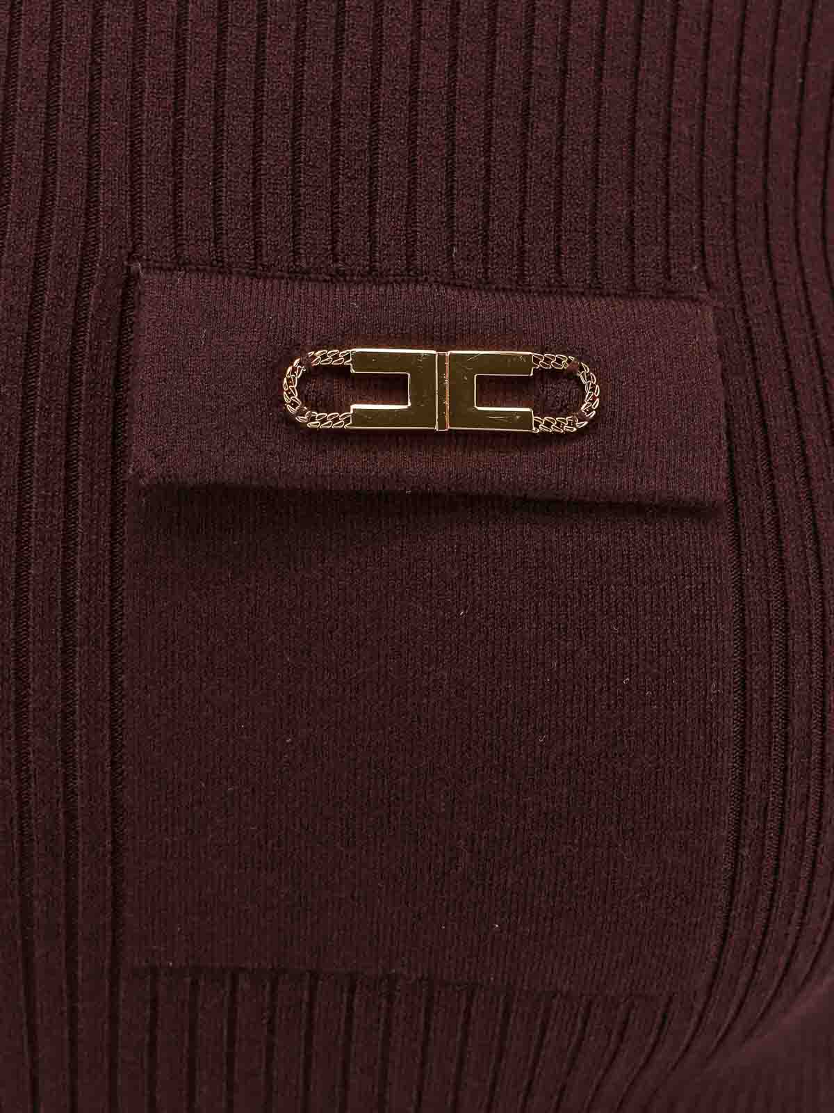 Elisabetta Franchi Turtleneck Sweater With Pocket In Burgundy