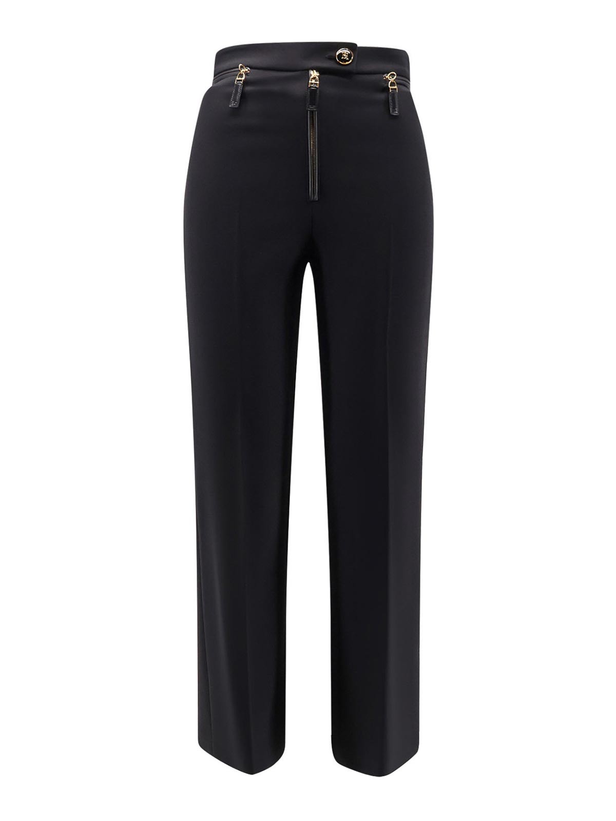 Elisabetta Franchi Logoed Button Flared Leg Trousers In Black