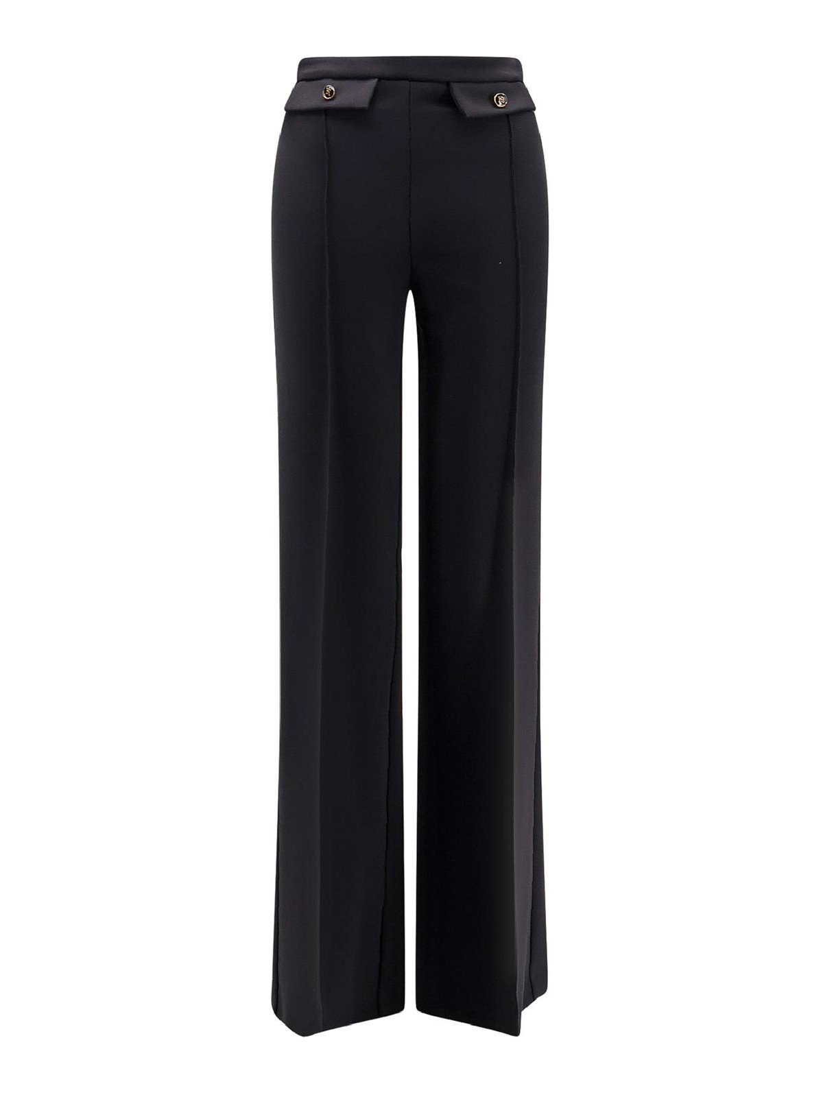 Elisabetta Franchi Trousers With Double Logoed Button In Black