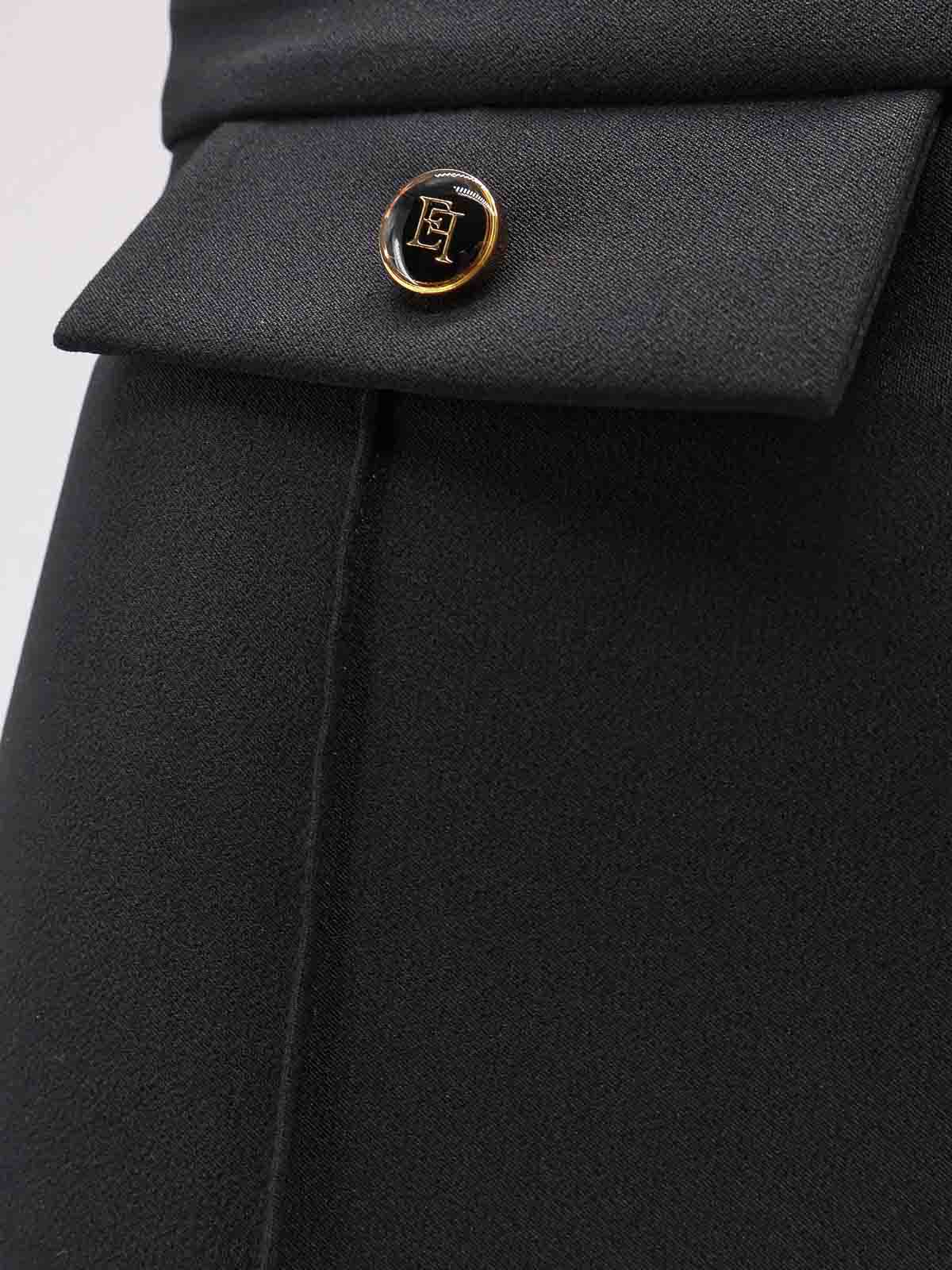 Elisabetta Franchi Trousers With Double Logoed Button In Black