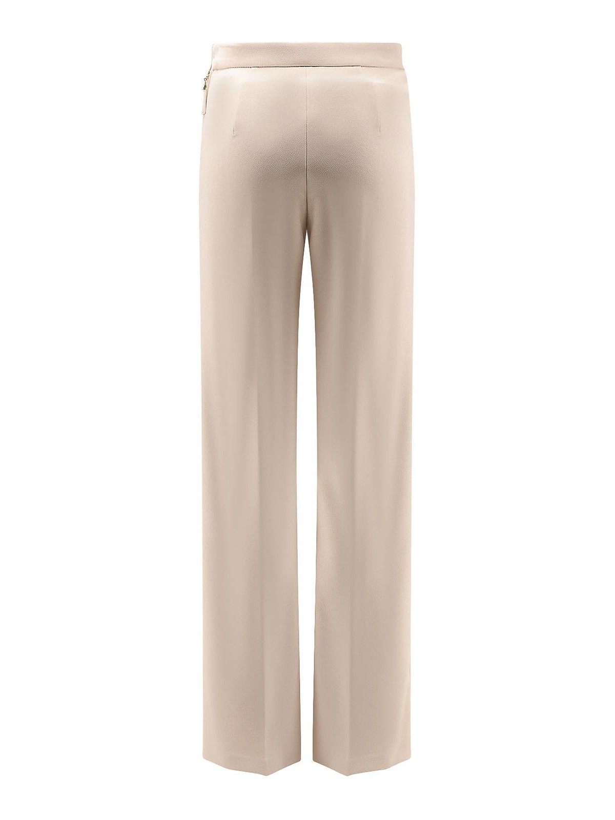 Elisabetta Franchi Wide Leg High Waist Trousers With Buttoned Flaps In Neutral
