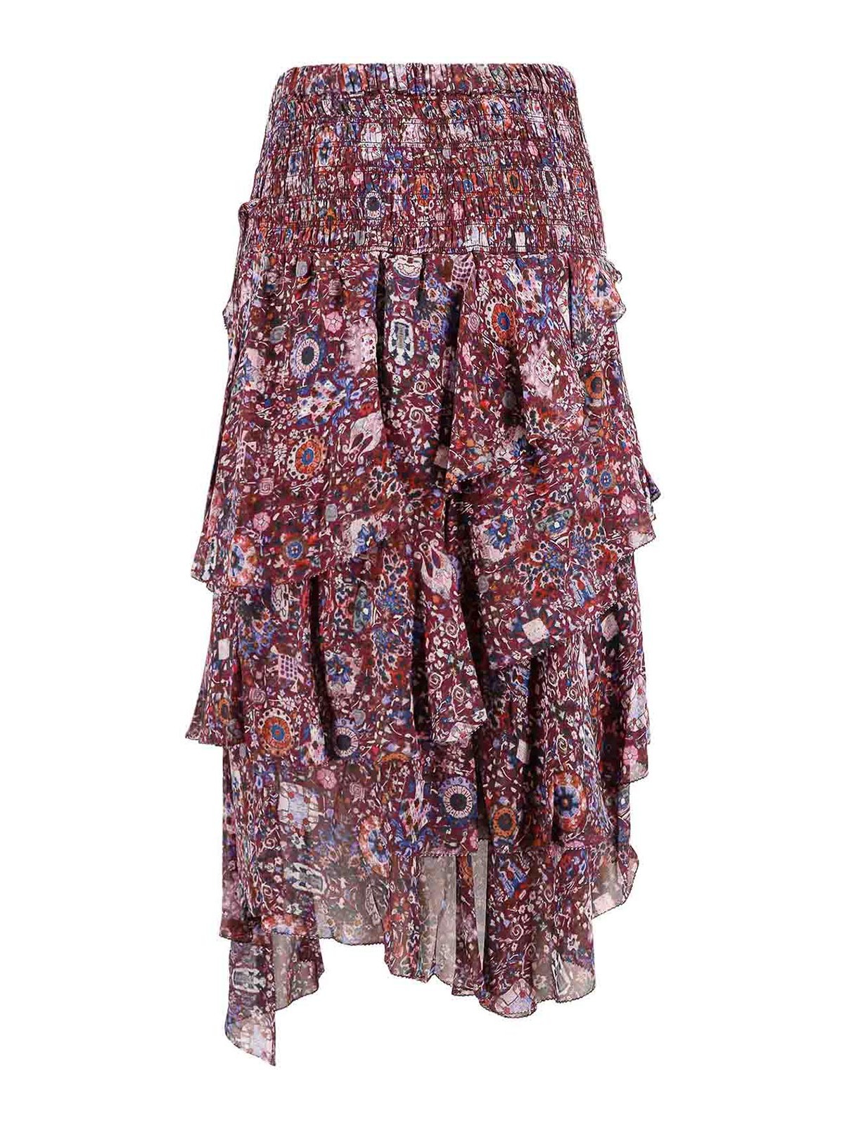 Isabel Marant Étoile Brigitte Smocked Waist Tiered Chiffon Midi Skirt In Multi