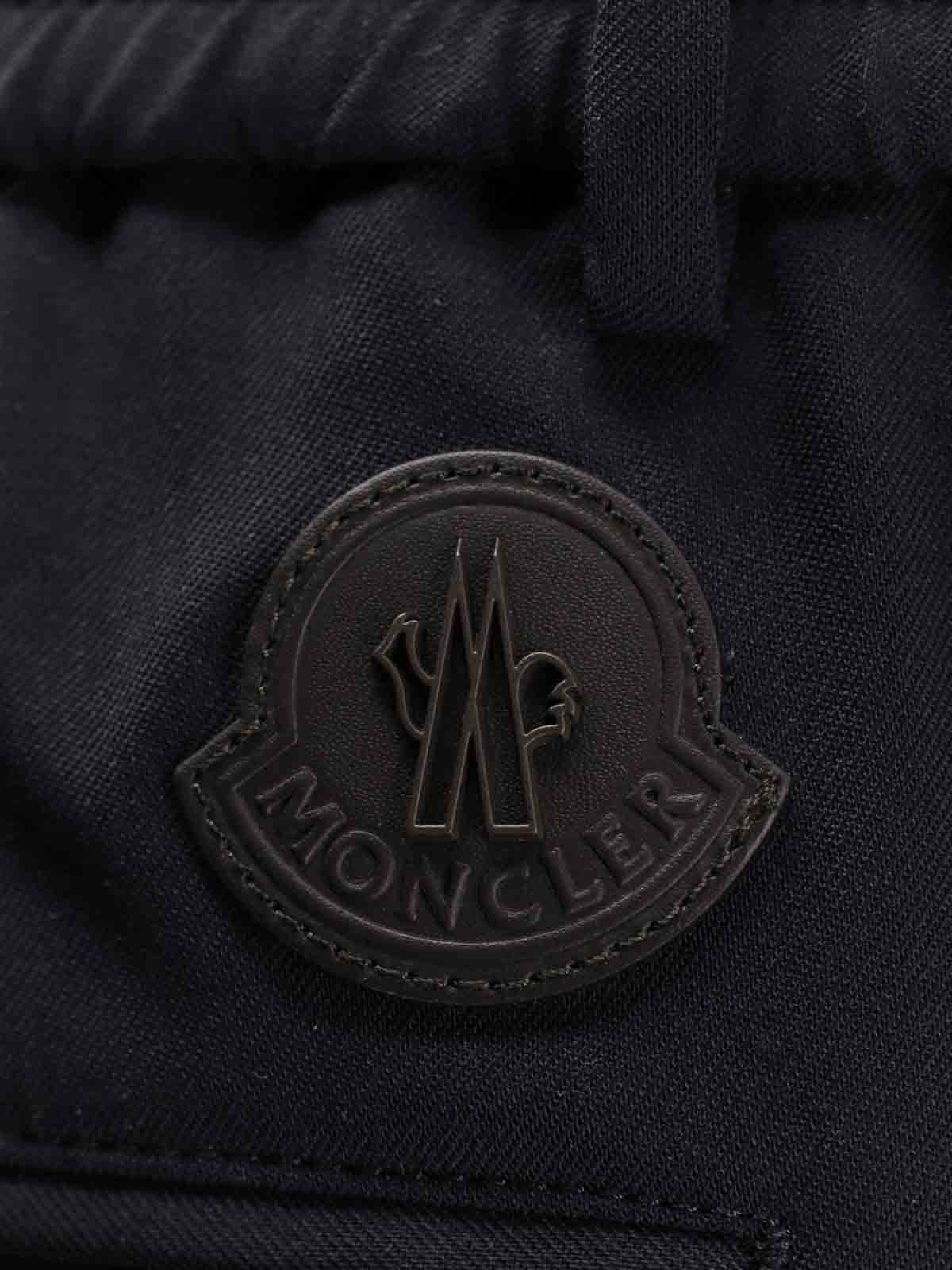 Moncler Jogger Pants In Mixed Wool In Blue
