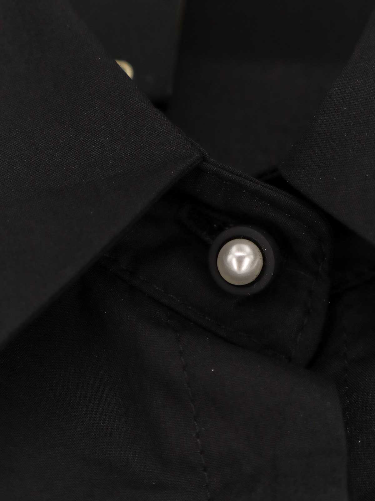 Pinko Crystal Buttoned Collared Sheer Shirt In Black