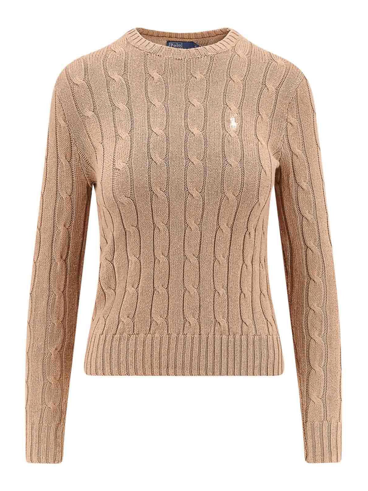 Polo Ralph Lauren Cotton Cable Knit Sweater In Gold