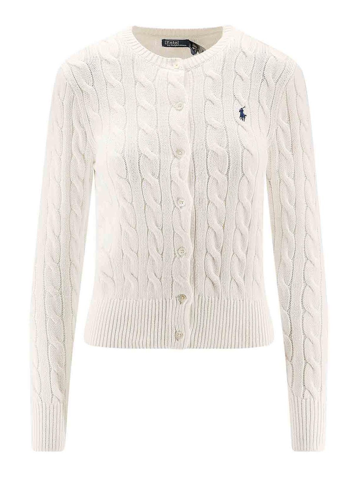 Polo Ralph Lauren Cotton Cardigan With Contrasting Logo In White