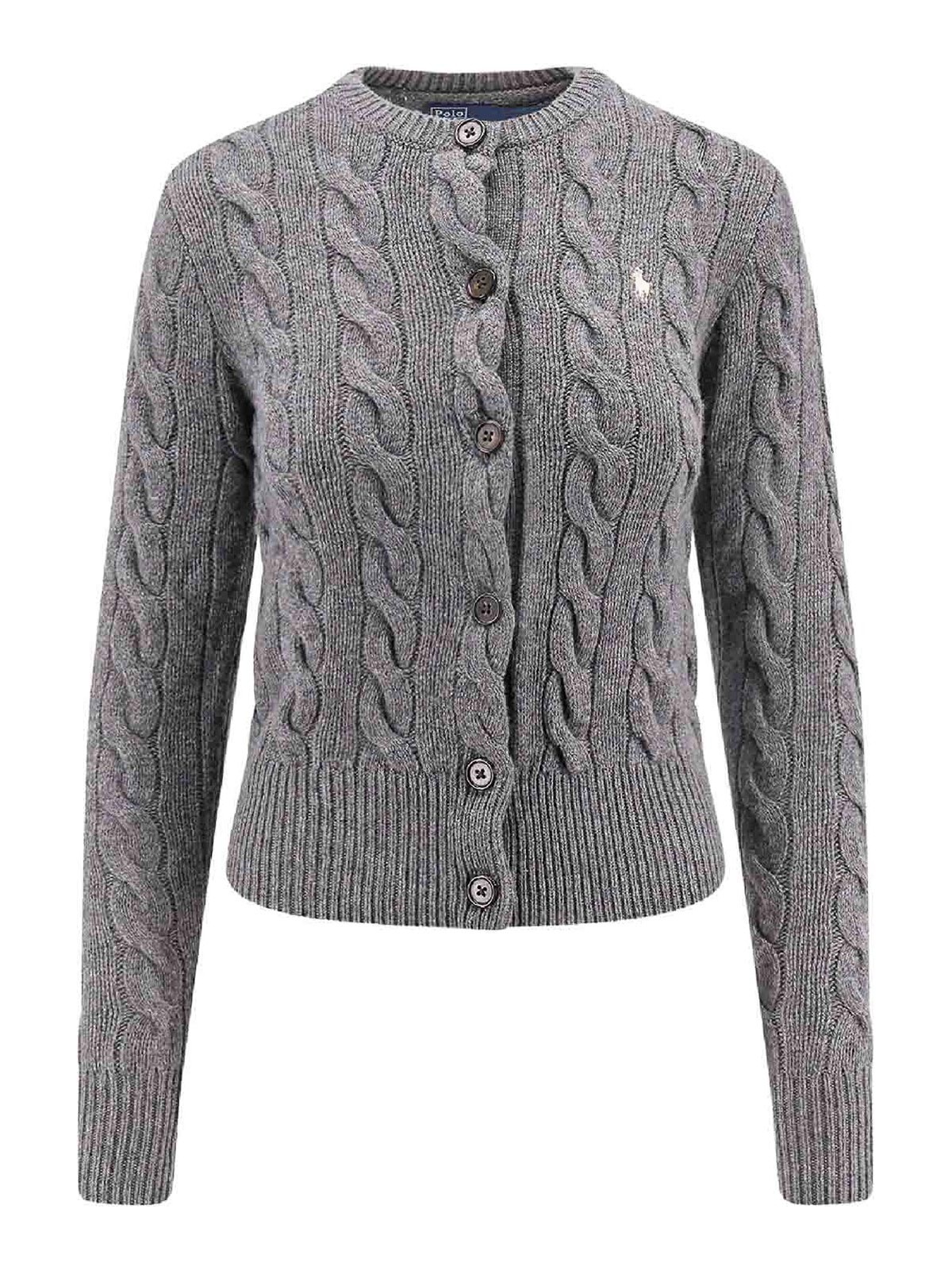 Polo Ralph Lauren Cardigan In Wool And Cashmere In Gray