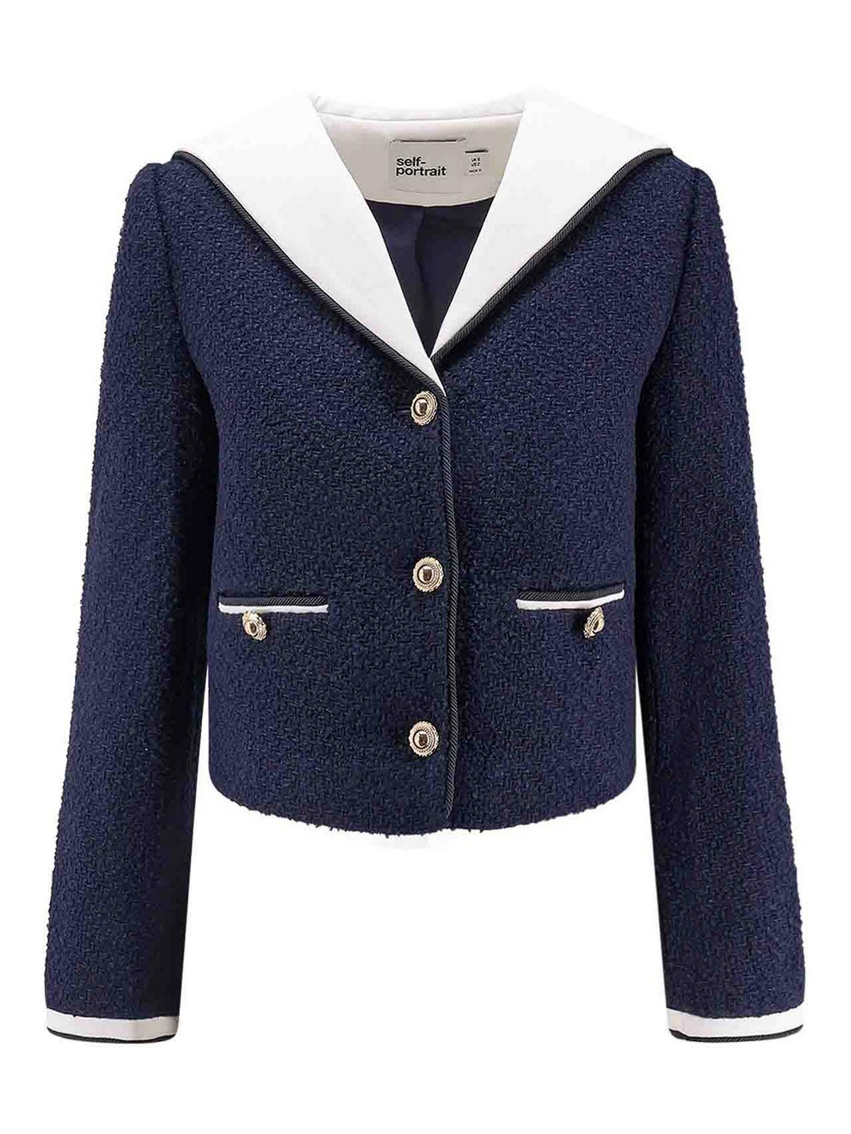 Self-portrait Boucle Jacket With Contrasting Neckline In Animal Print