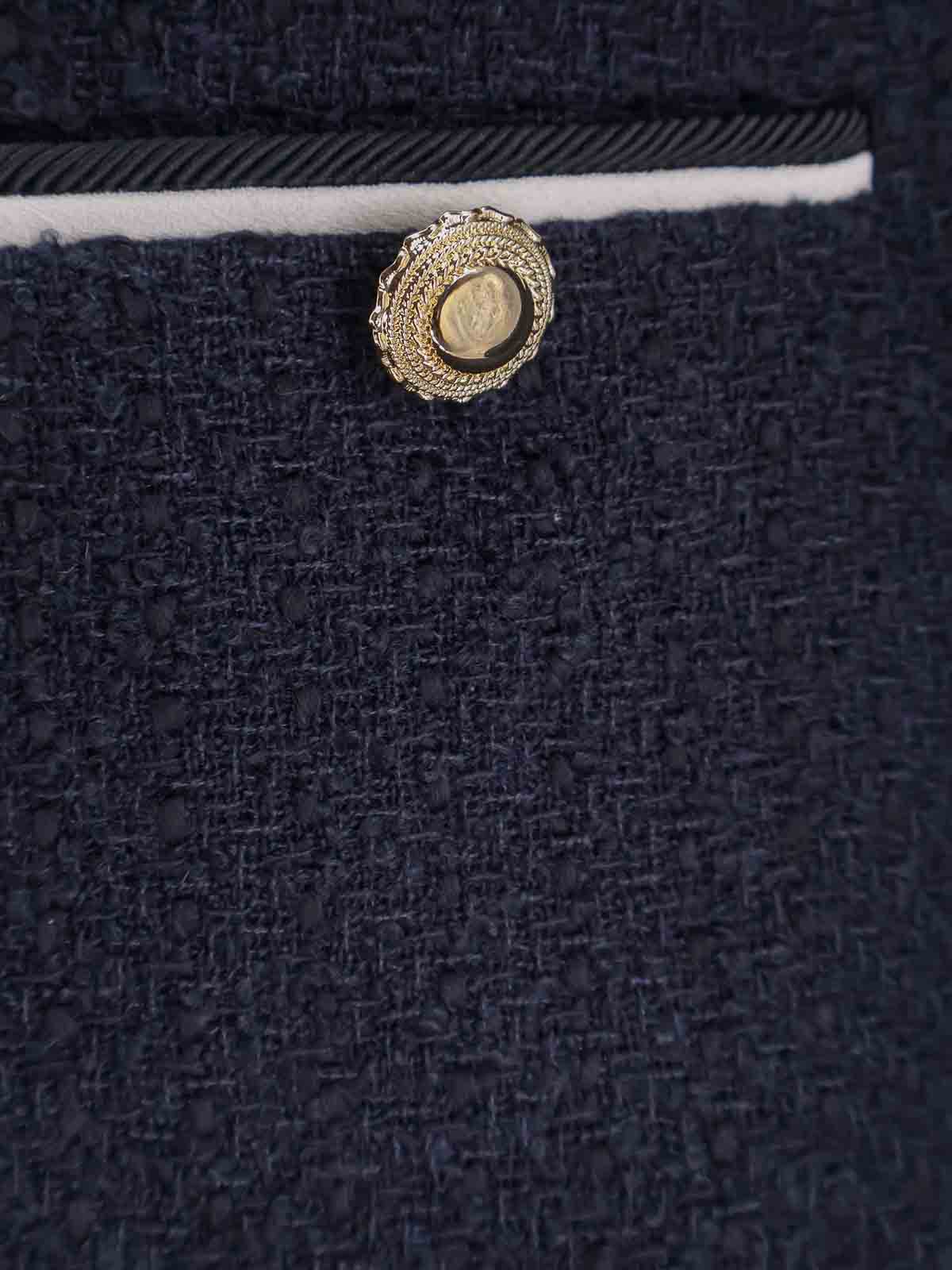 Self-portrait Boucle Jacket With Contrasting Neckline In Animal Print