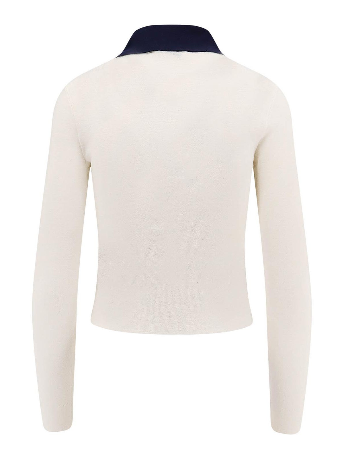 Self-portrait Wool Cardigan With Contrasting Collar In White