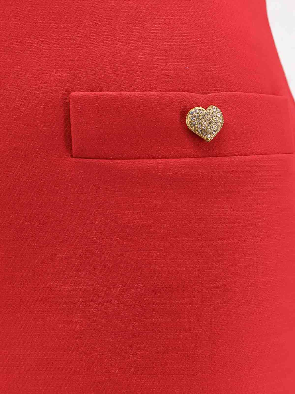 Valentino Crepe Couture Skirt With Heart Jewel Buttons In Red