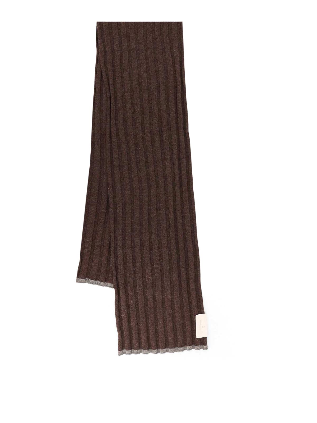 Brunello Cucinelli Ribbed Cashmere Scarf In Brown