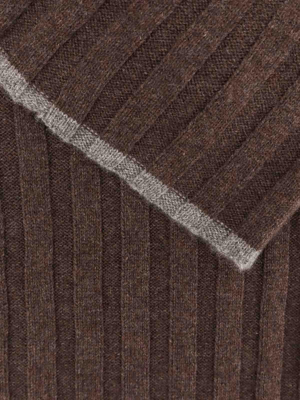 Brunello Cucinelli Ribbed Cashmere Scarf In Brown