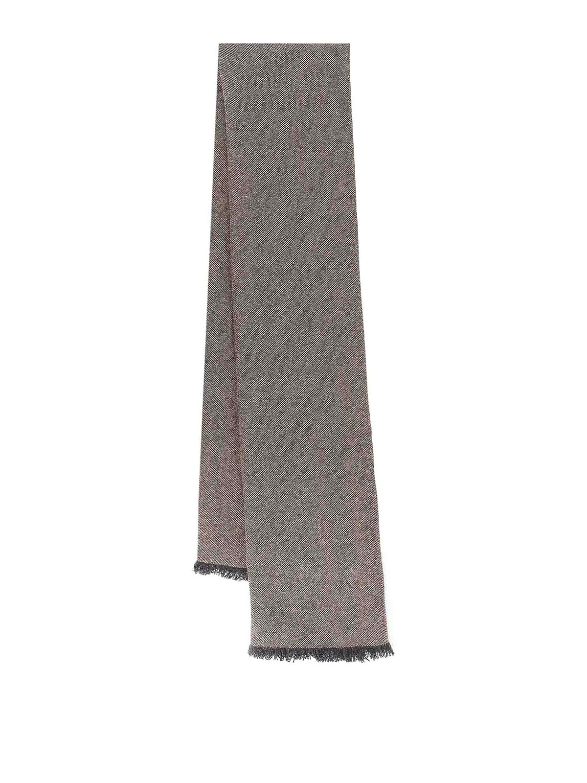 Brunello Cucinelli Cashmere Mixed Scarf With Lurex Profiles In Gray