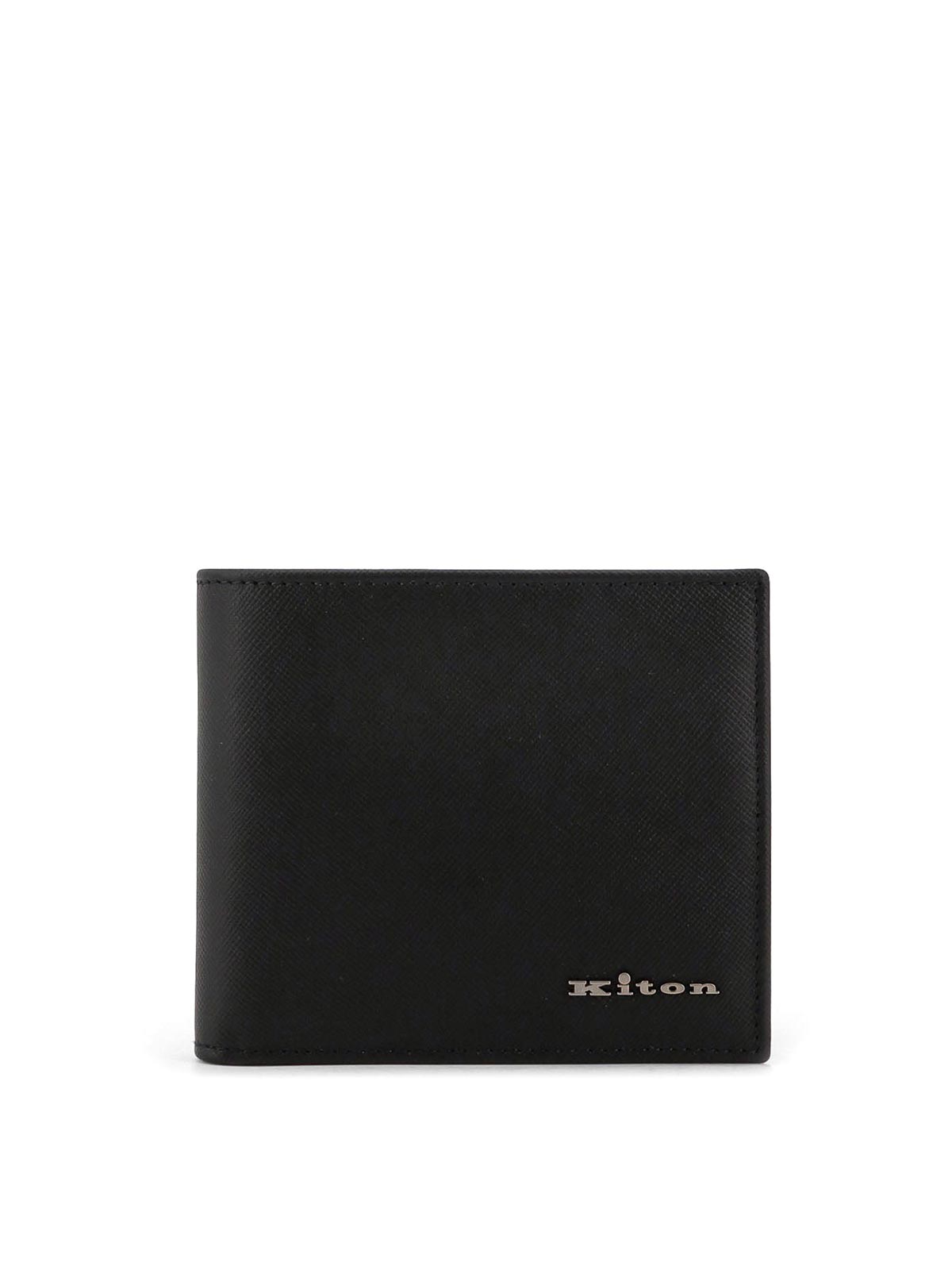 Kiton Leather Bifold Wallet In Black