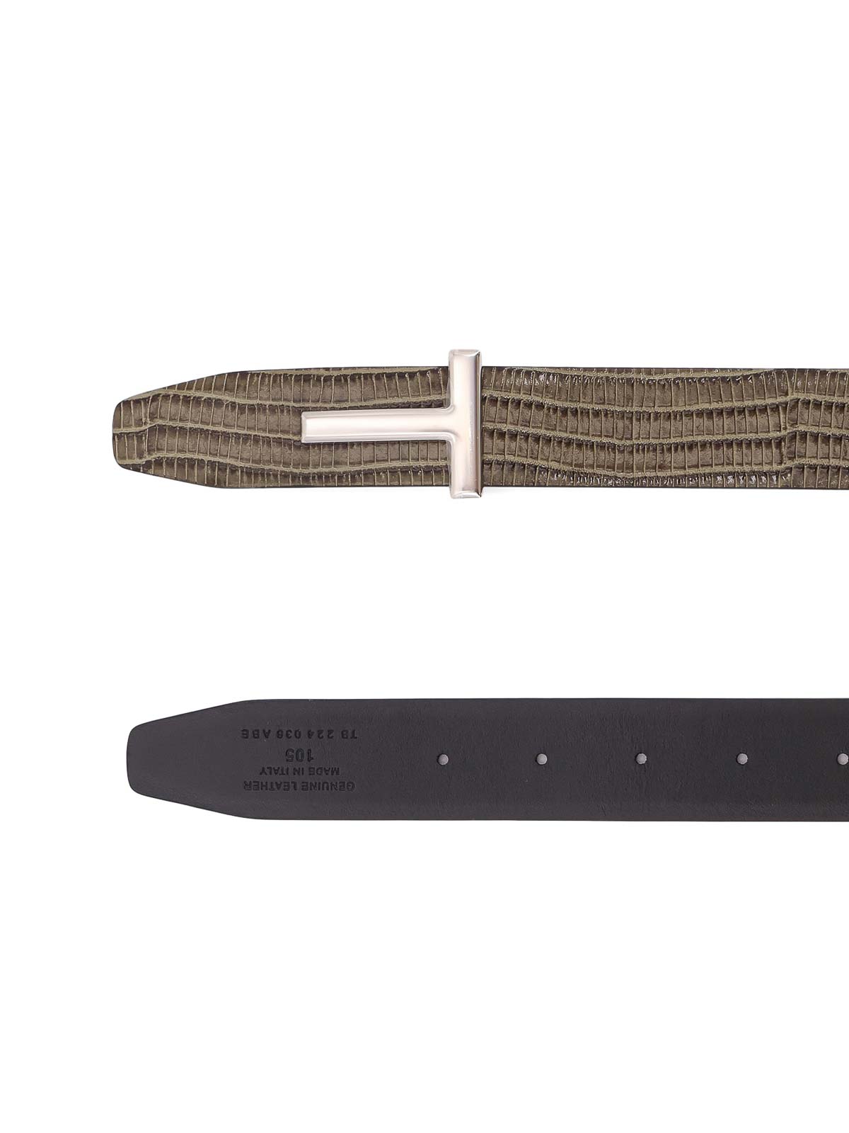 Tom Ford Coconut Effect Leather Belt In Brown