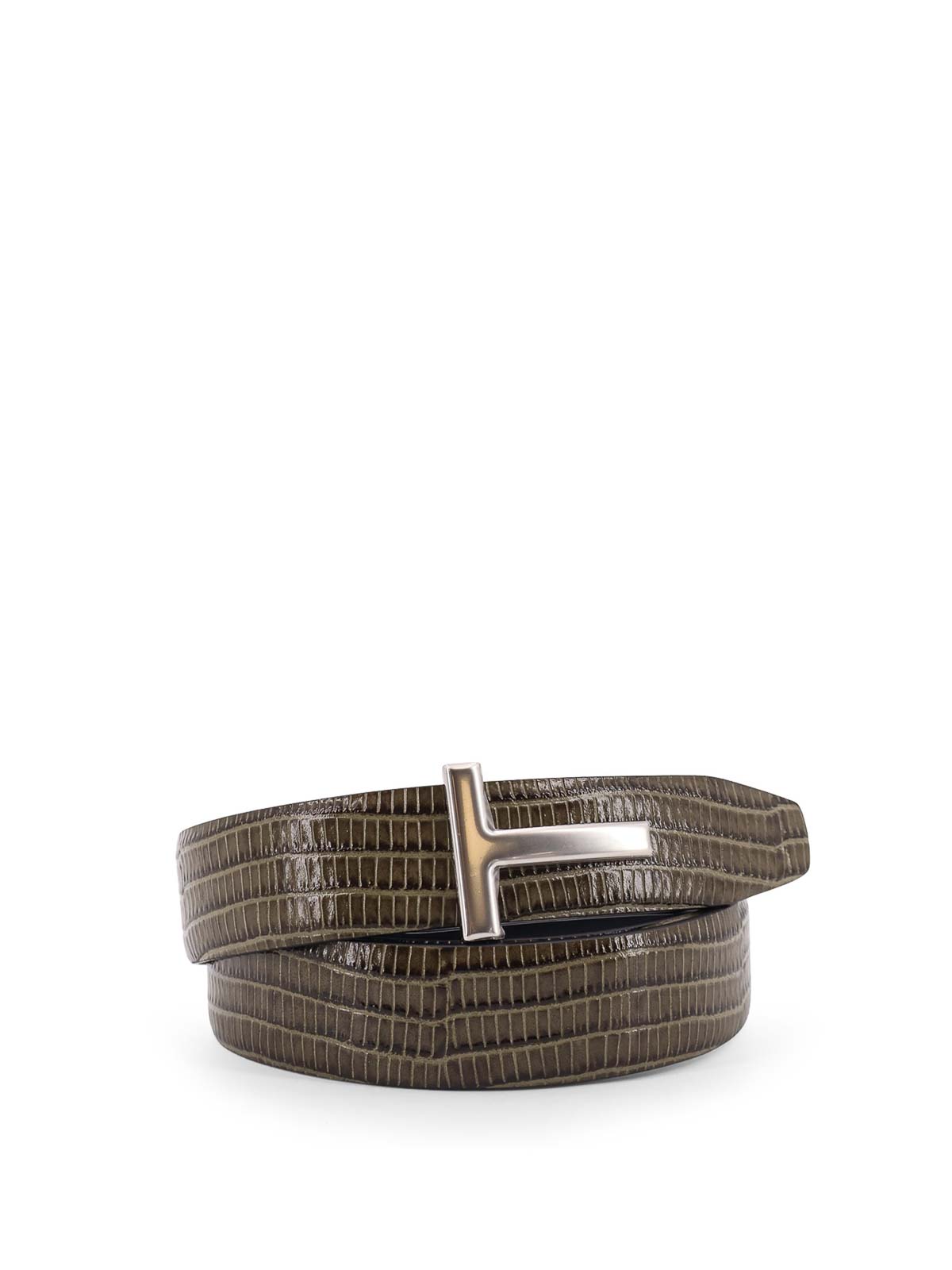 Tom Ford Coconut Effect Leather Belt In Brown