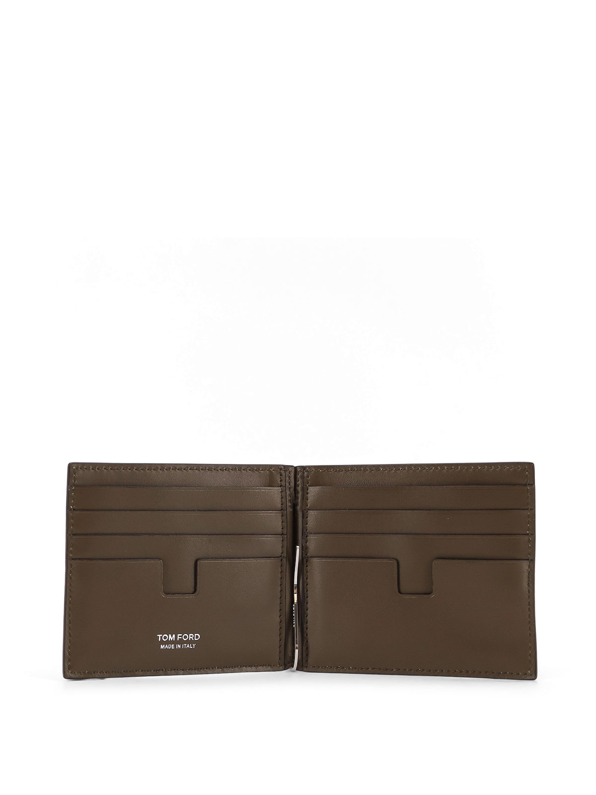 Tom Ford Men Leather Wallet With Croco Effect In Brown