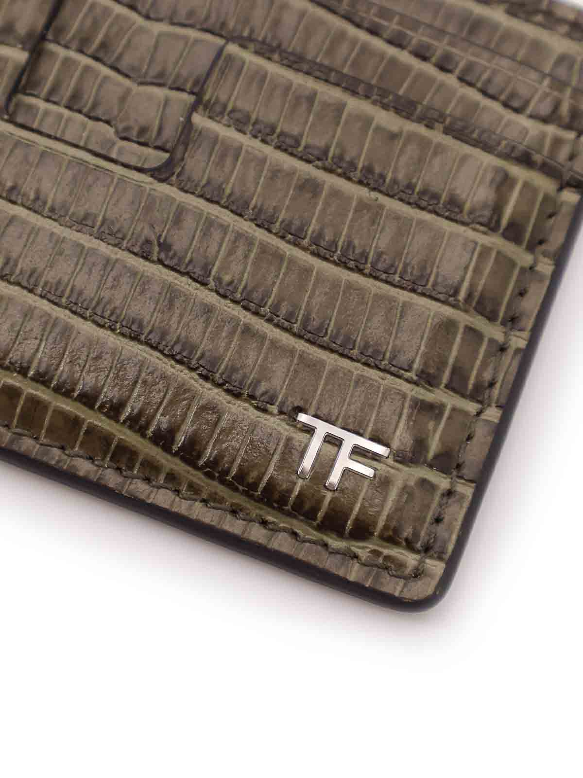 Tom Ford Coconut Effect Leather Holder In Brown
