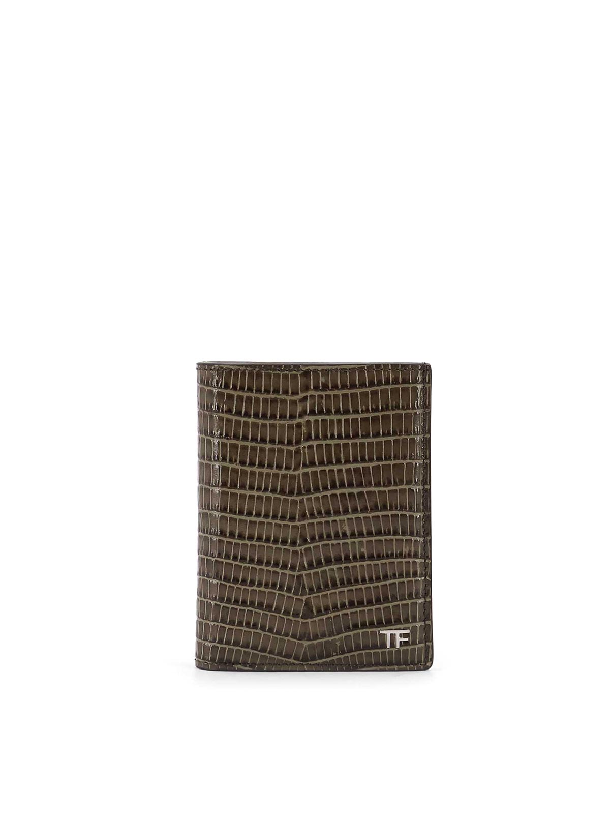 Tom Ford Leather Holder With Coconut Effect In Brown