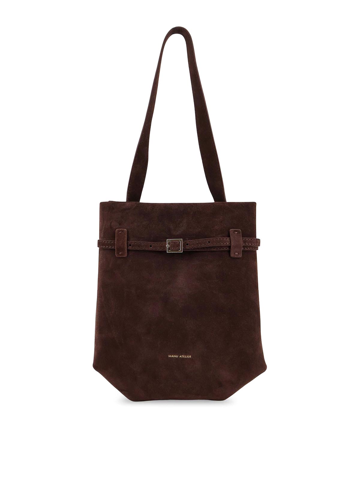 Manu Atelier Tote Du Jour Suede Buckle-fastening Tote Bag In Brown