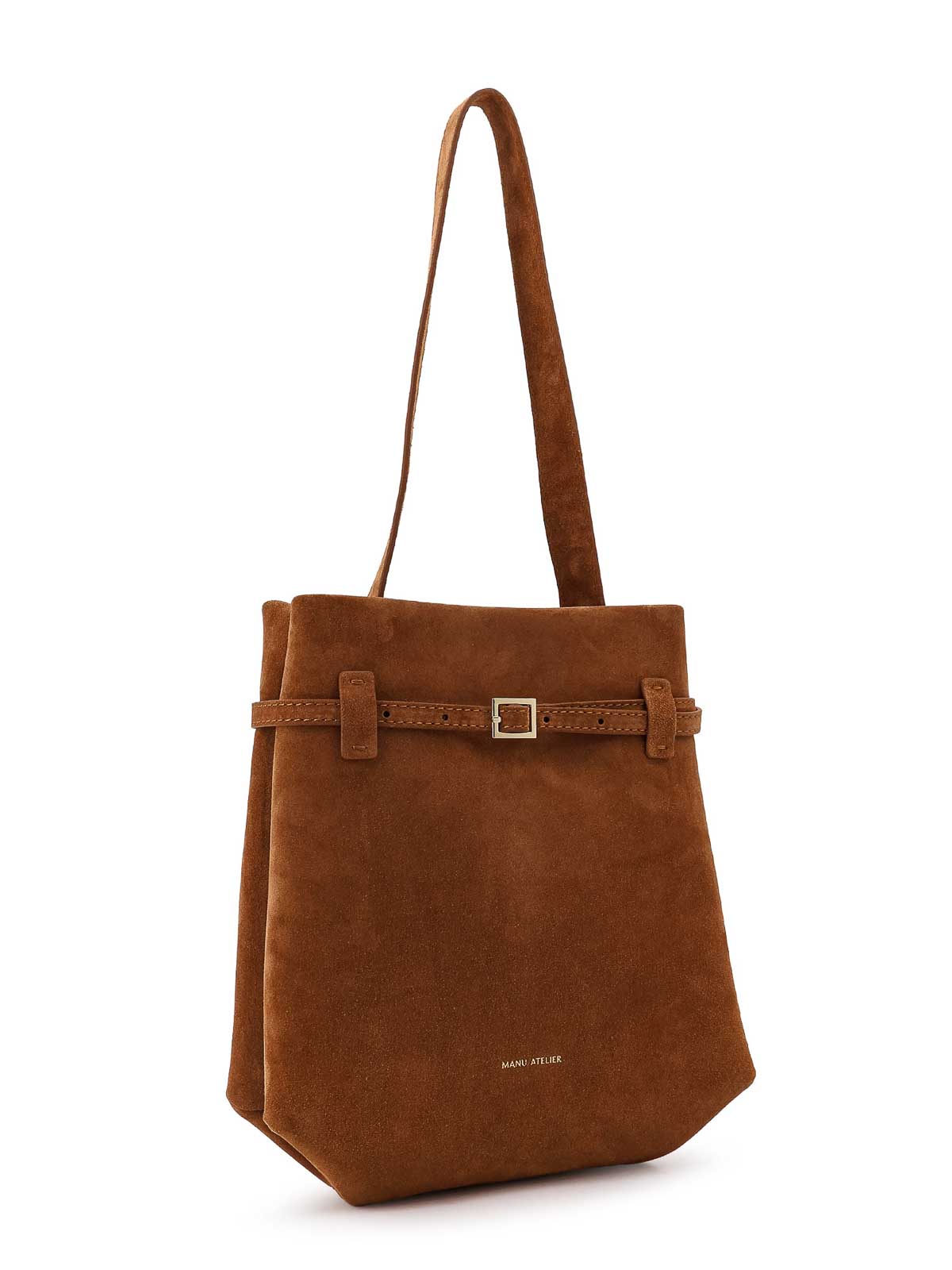 Manu Atelier Shoulder Bag Mini Tote Du Jour In Suede In Brown