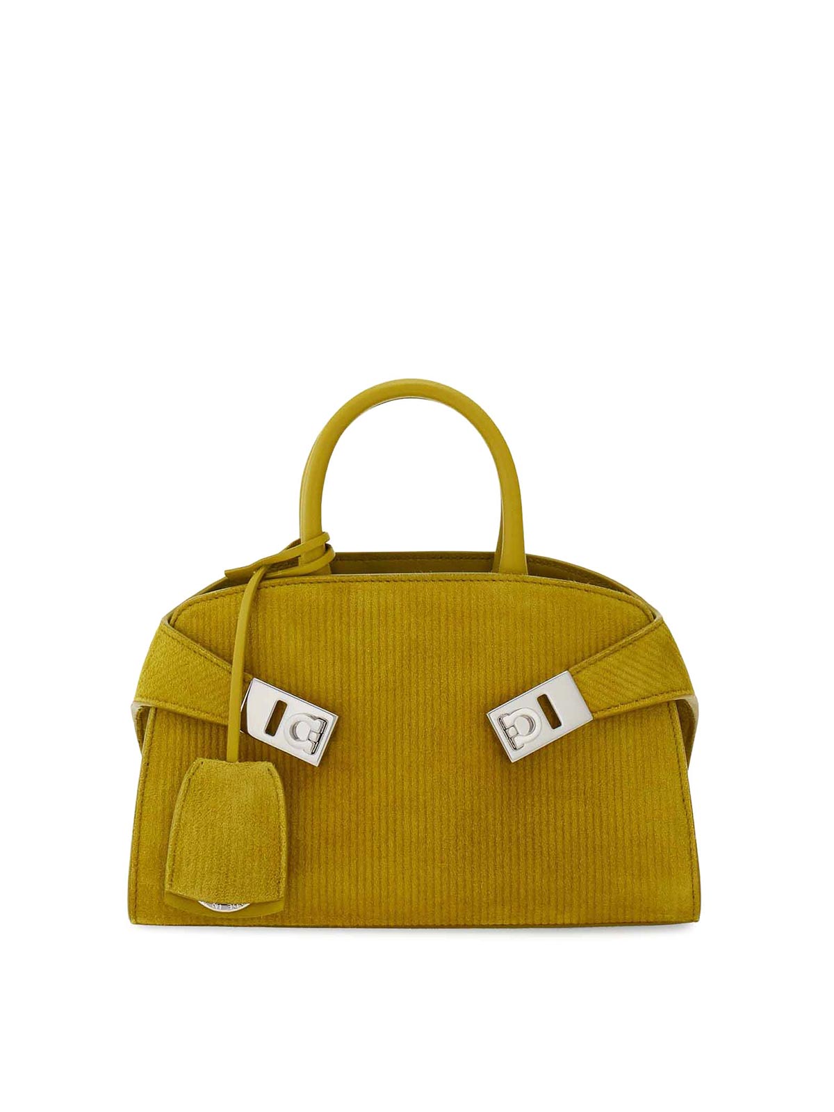 Ferragamo Women Hug Mini Ribbed Suede Shoulder Bag In Brown