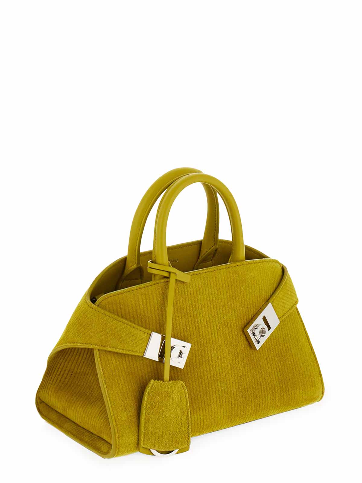 Ferragamo Women Hug Mini Ribbed Suede Shoulder Bag In Brown