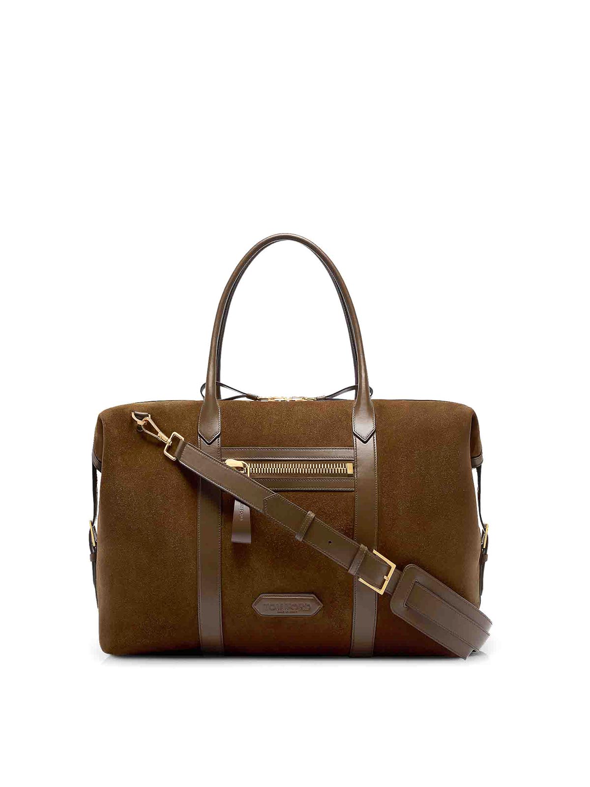 Tom Ford Suede Travel Bag With Leather Inserts In Brown
