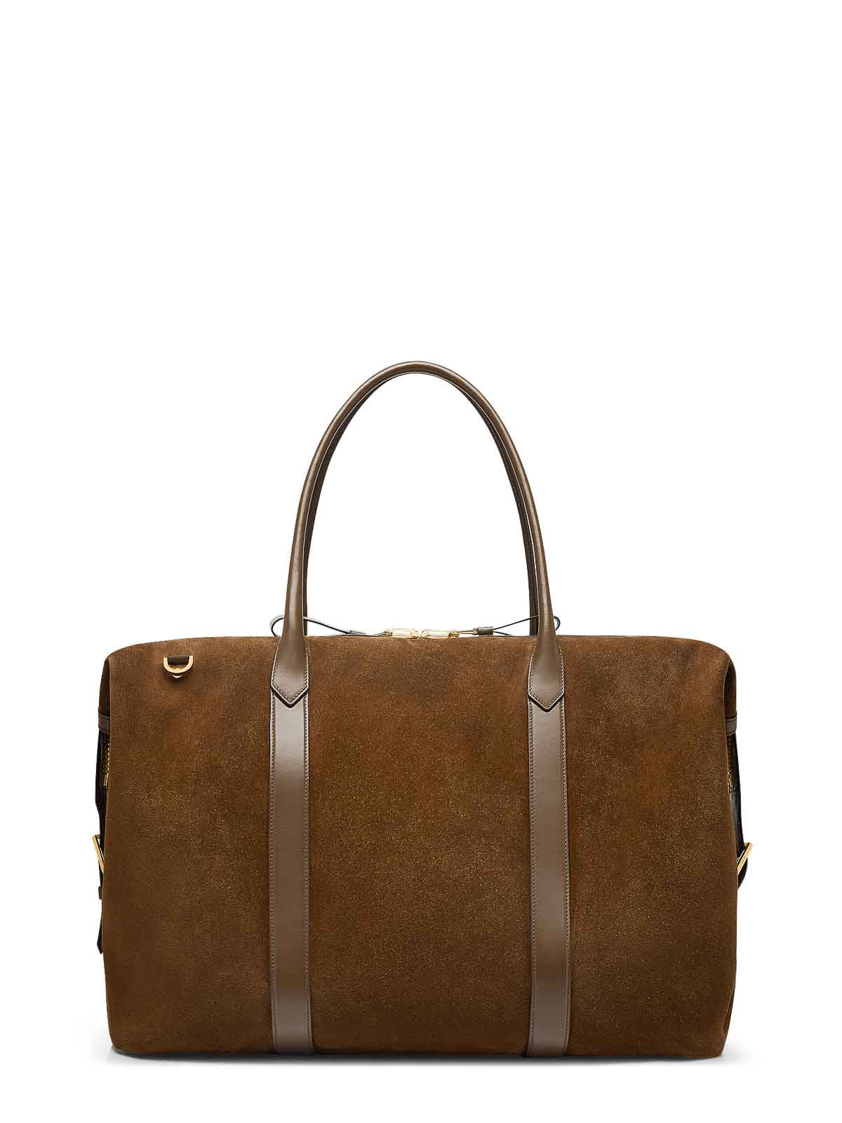 Tom Ford Suede Travel Bag With Leather Inserts In Brown