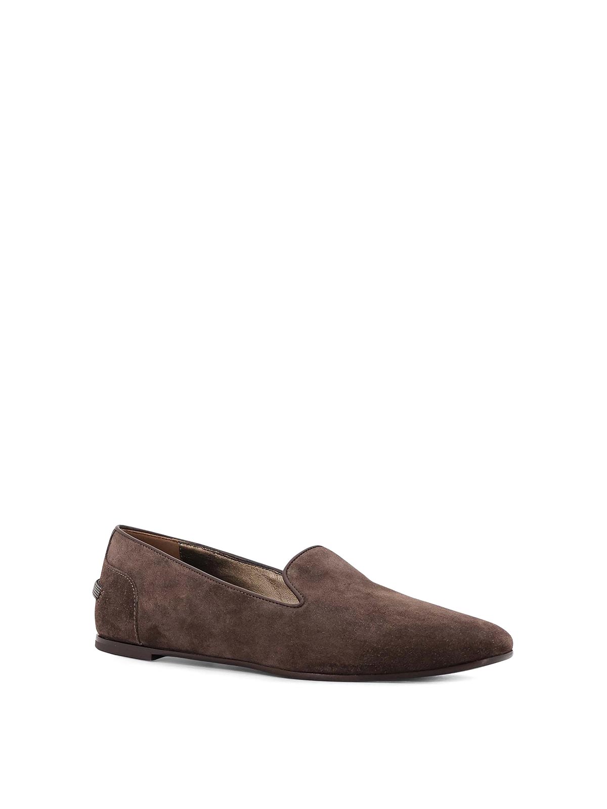 Brunello Cucinelli Suede Moccasins With Mobile Details In Brown