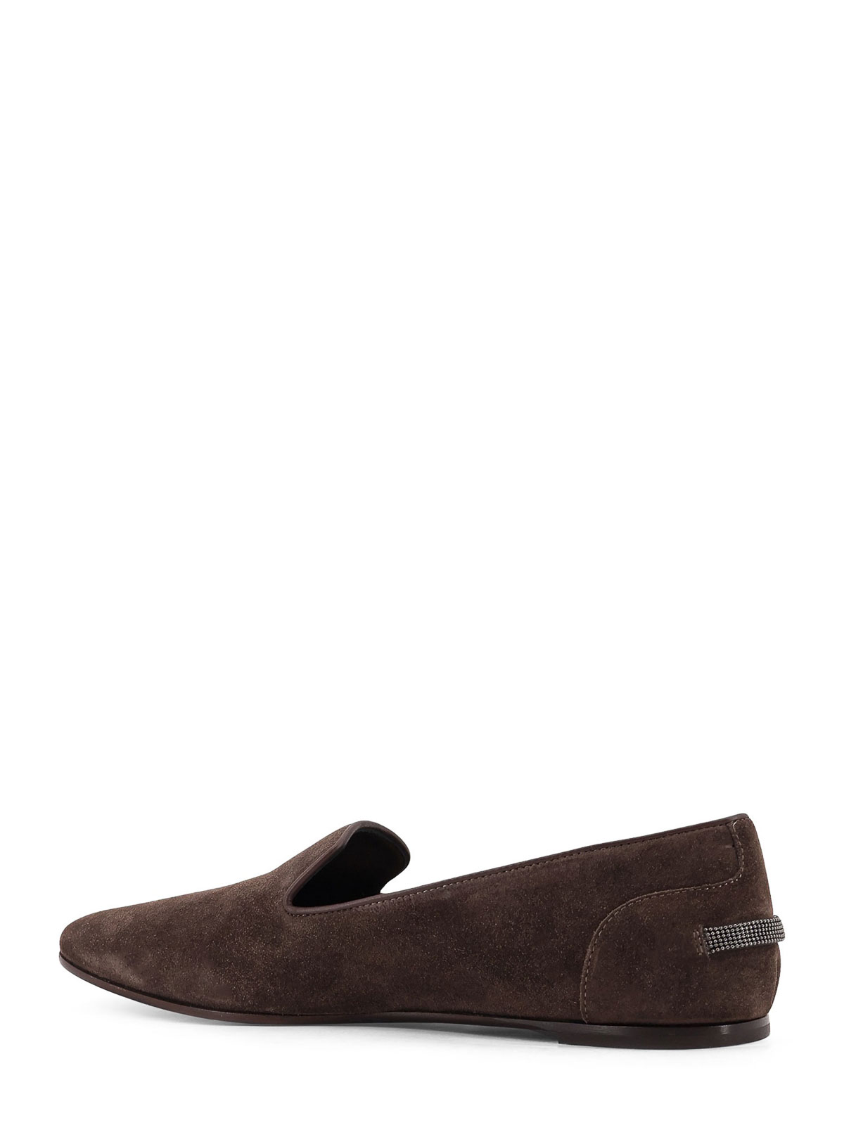 Brunello Cucinelli Suede Moccasins With Mobile Details In Brown
