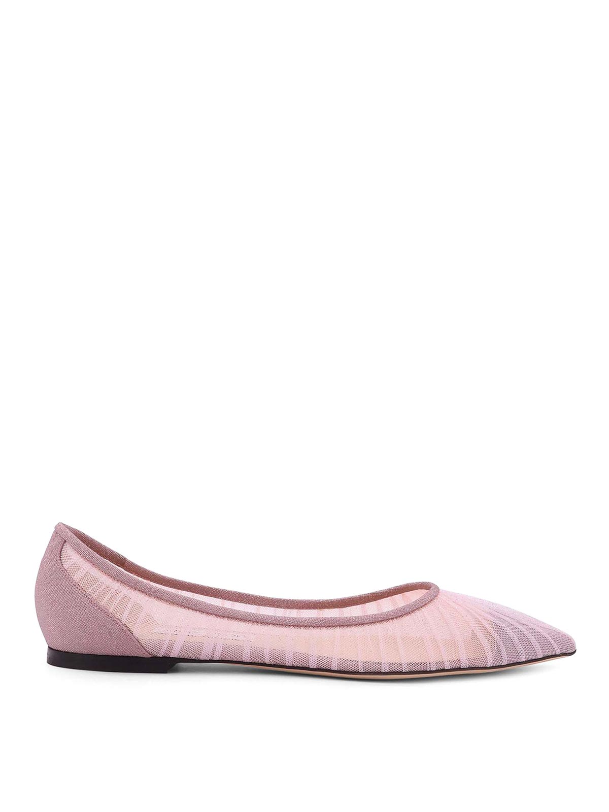 Jimmy Choo Love Flat Dancers In Glitter Tulle Tulle In Pink