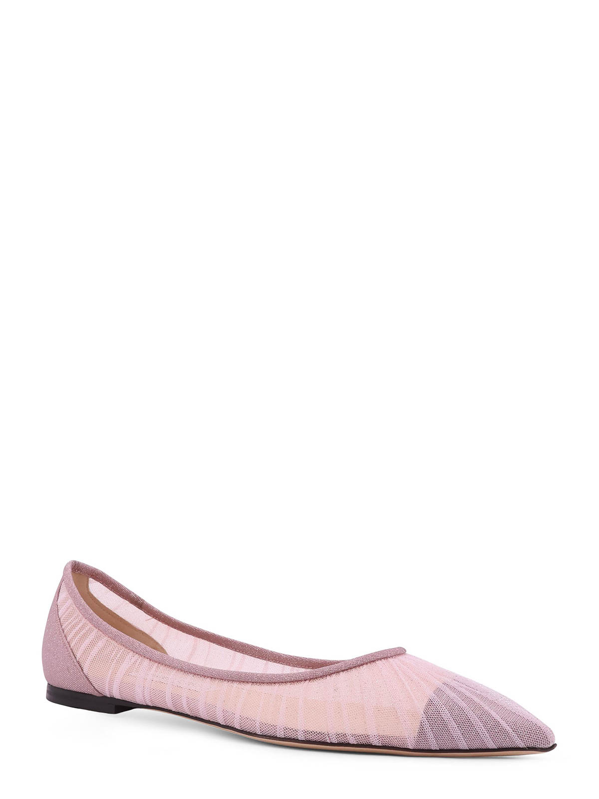Jimmy Choo Love Flat Dancers In Glitter Tulle Tulle In Pink
