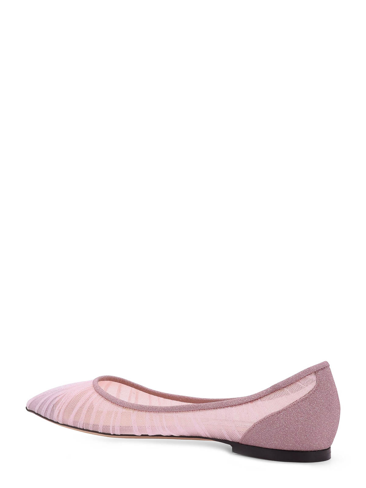 Jimmy Choo Love Flat Dancers In Glitter Tulle Tulle In Pink