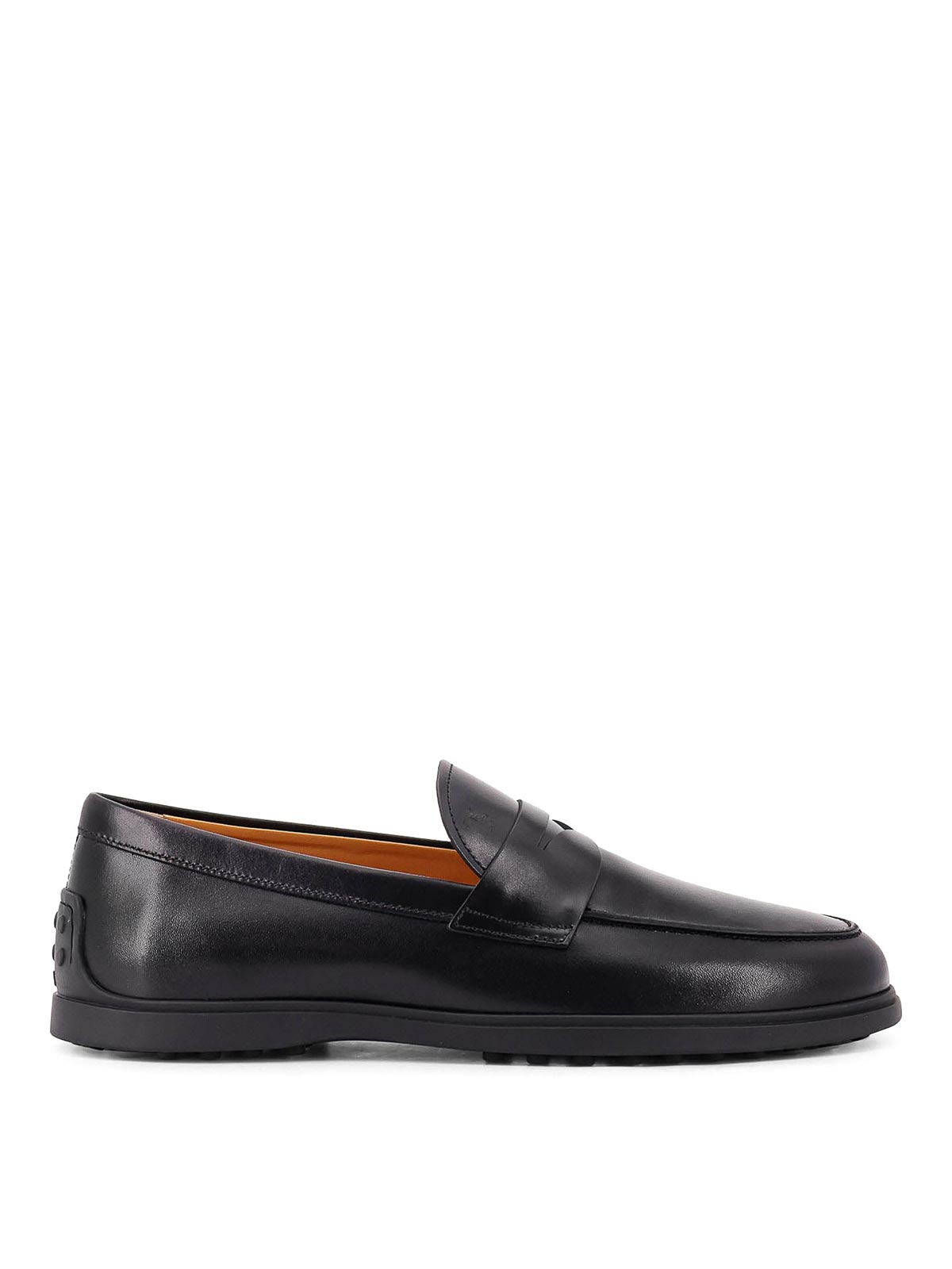 Tod's Logo Engraved Leather Loafers In Black