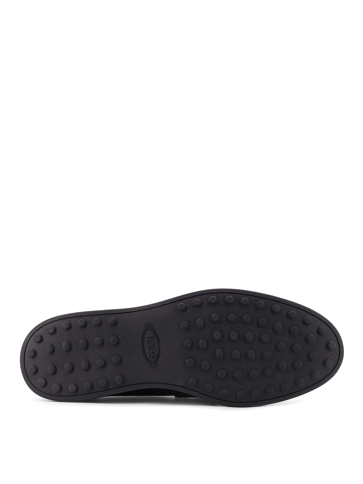 Tod's Logo Engraved Leather Loafers In Black