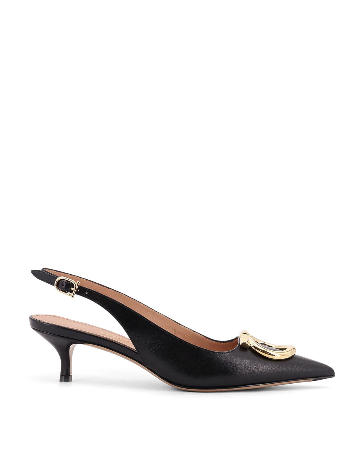 Ferragamo Deccollet Sara In Leather With Gancini Detail In Black