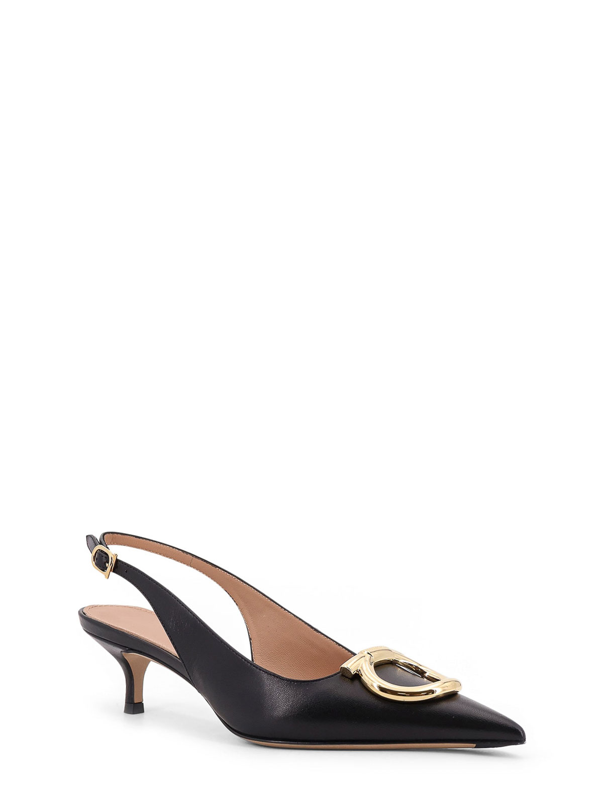Ferragamo Deccollet Sara In Leather With Gancini Detail In Black