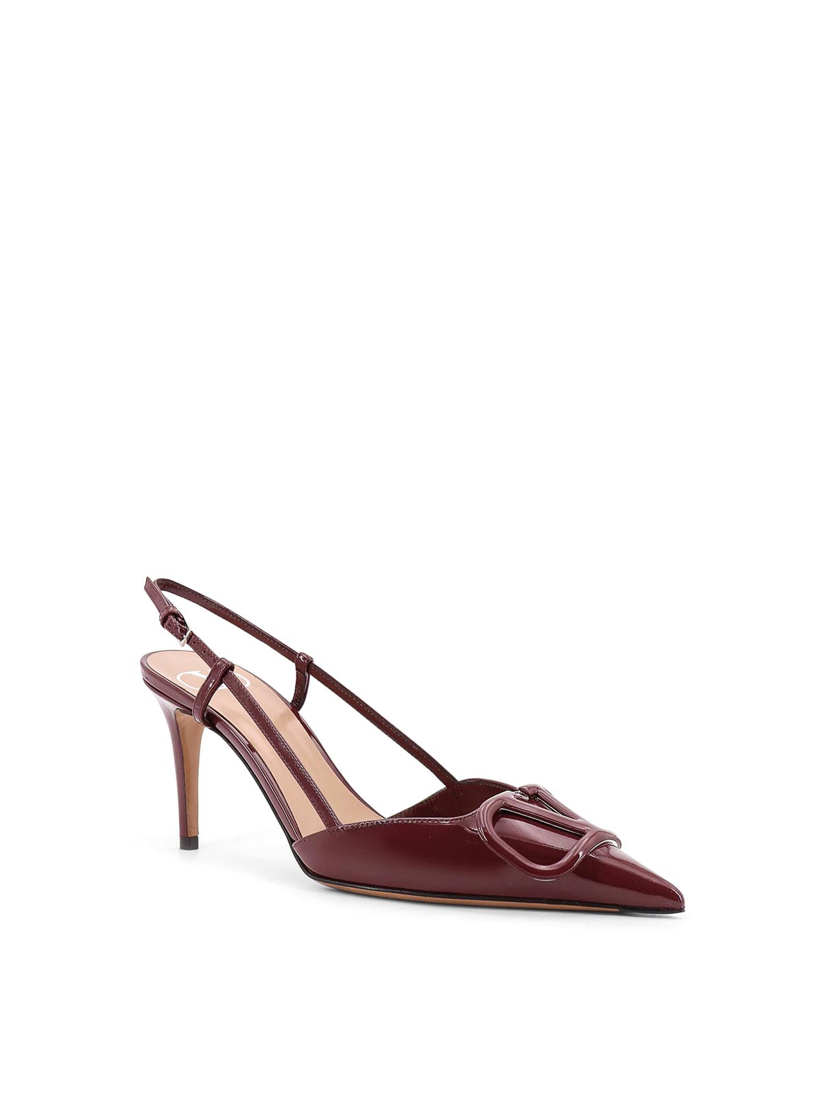 Valentino Garavani Vlogo Signature Patent Leather Slingback Pump 80mm Woman Dark Red 36.5 In Brown