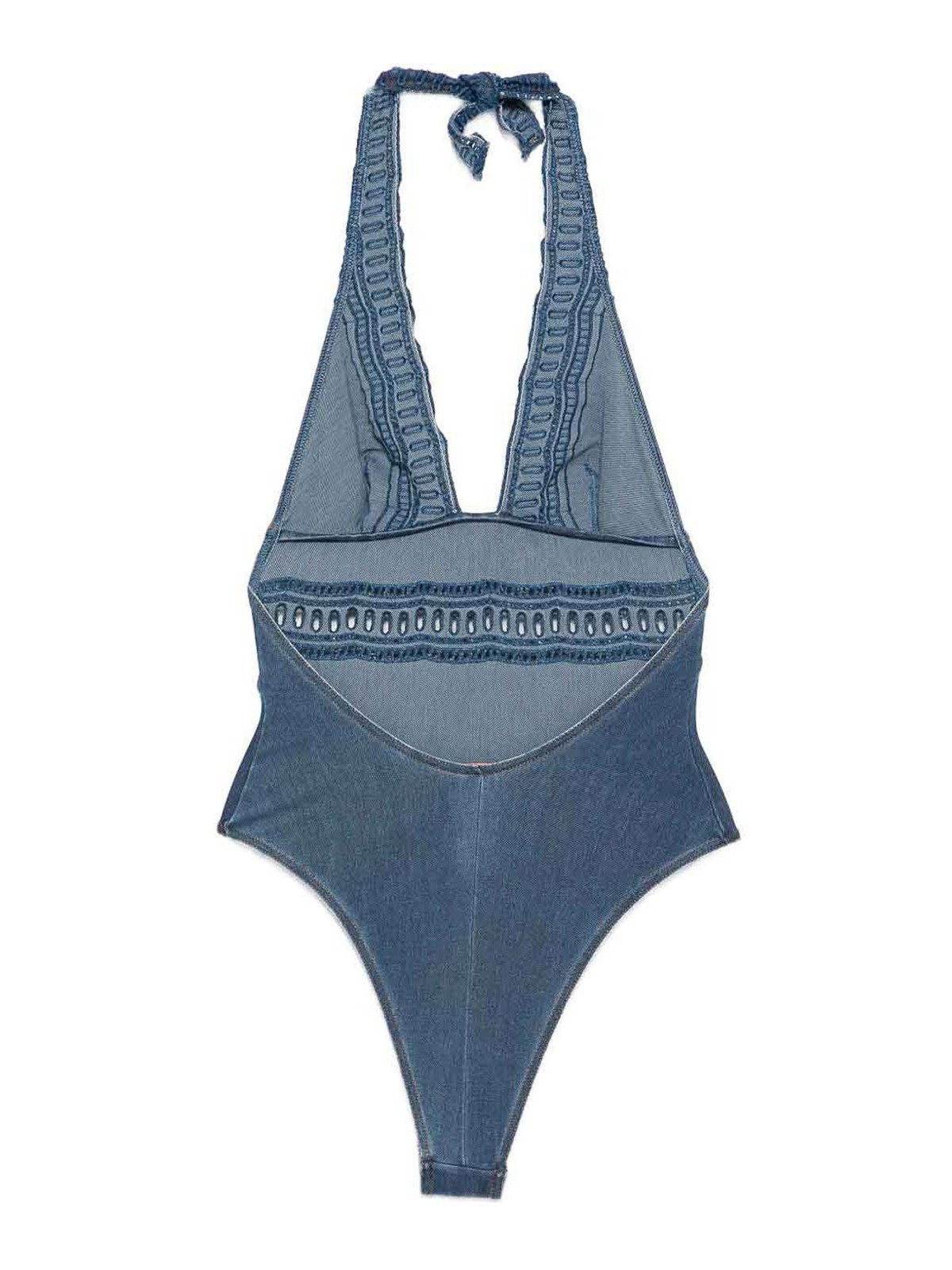 Ermanno Scervino Blue Lace-detail Swimsuit In Blue