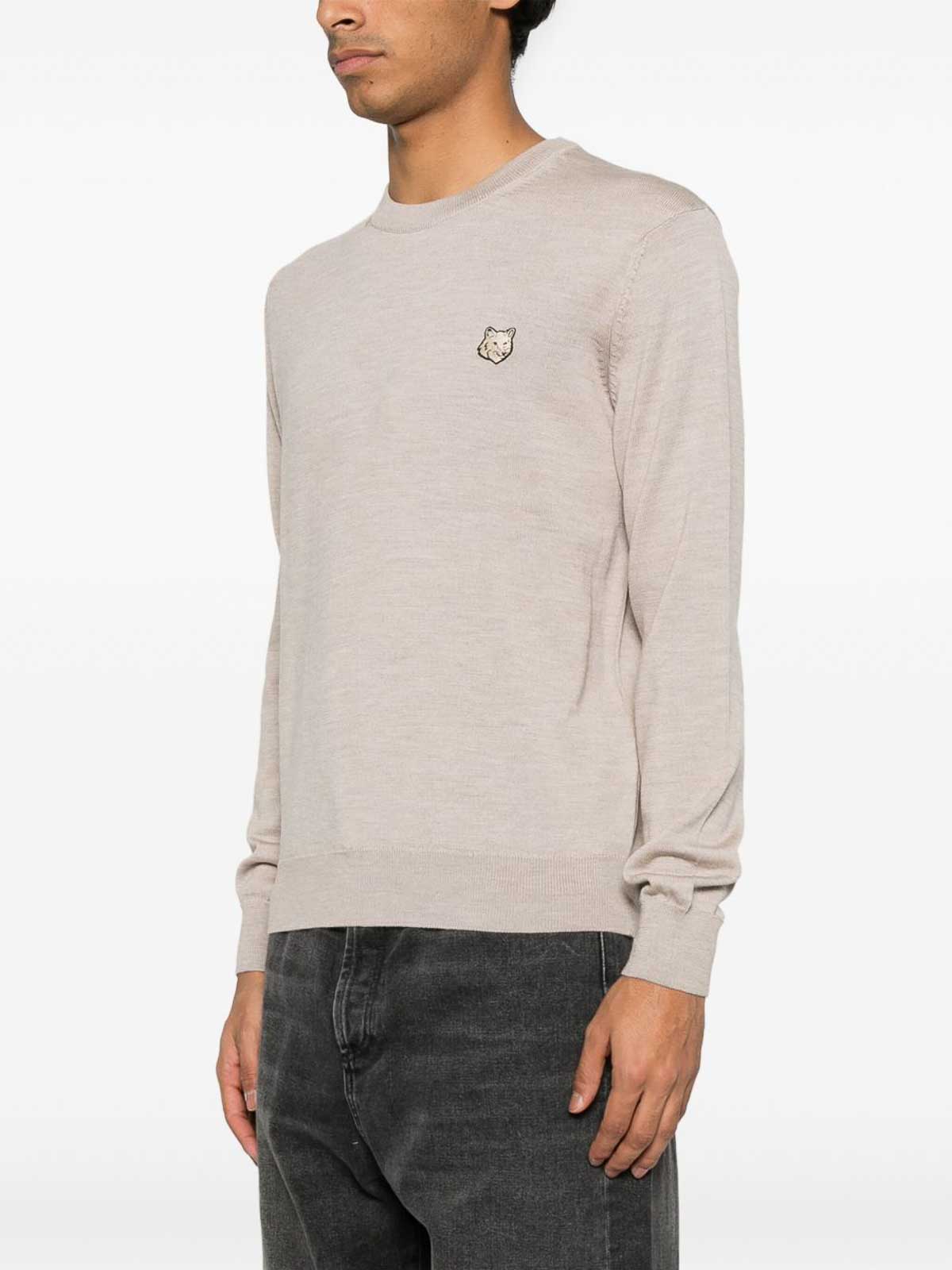 Maison Kitsuné Maison Kitsune' Bold Fox Head Wool Jumper In Neutral