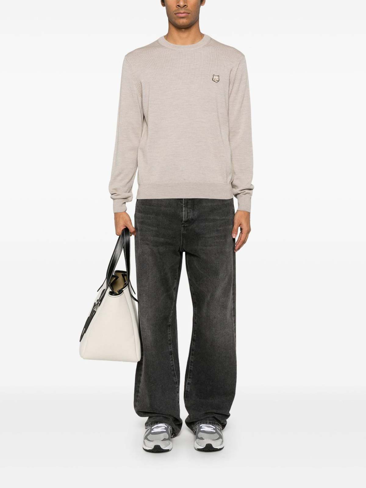 Maison Kitsuné Maison Kitsune' Bold Fox Head Wool Jumper In Neutral