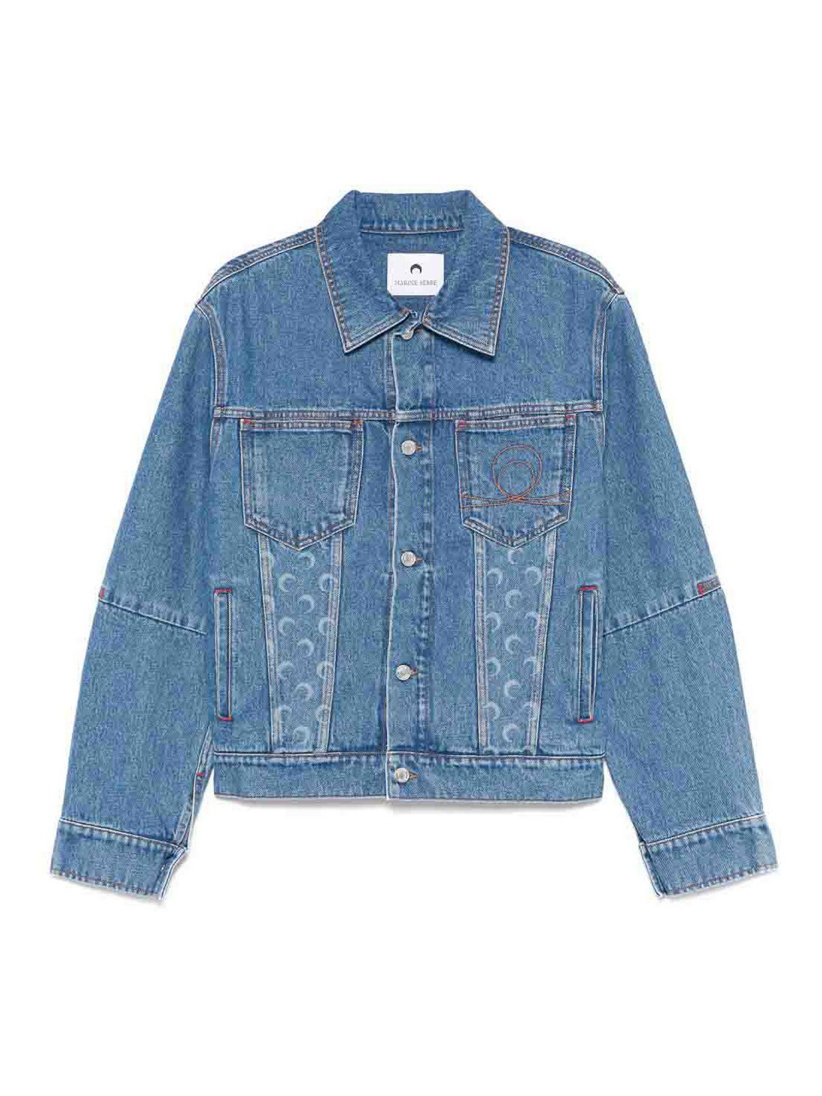 Marine Serre Structured Denim Jacket Featuring Chest Pockets In Blue