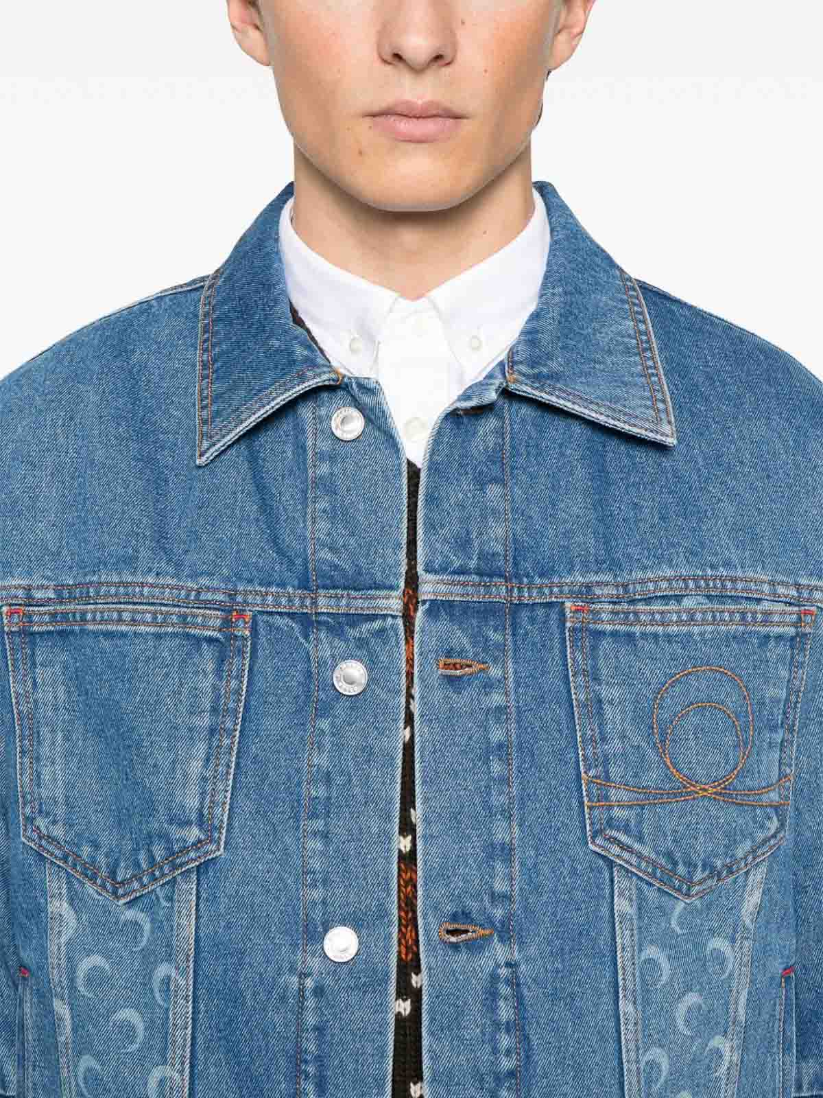 Marine Serre Structured Denim Jacket Featuring Chest Pockets In Blue