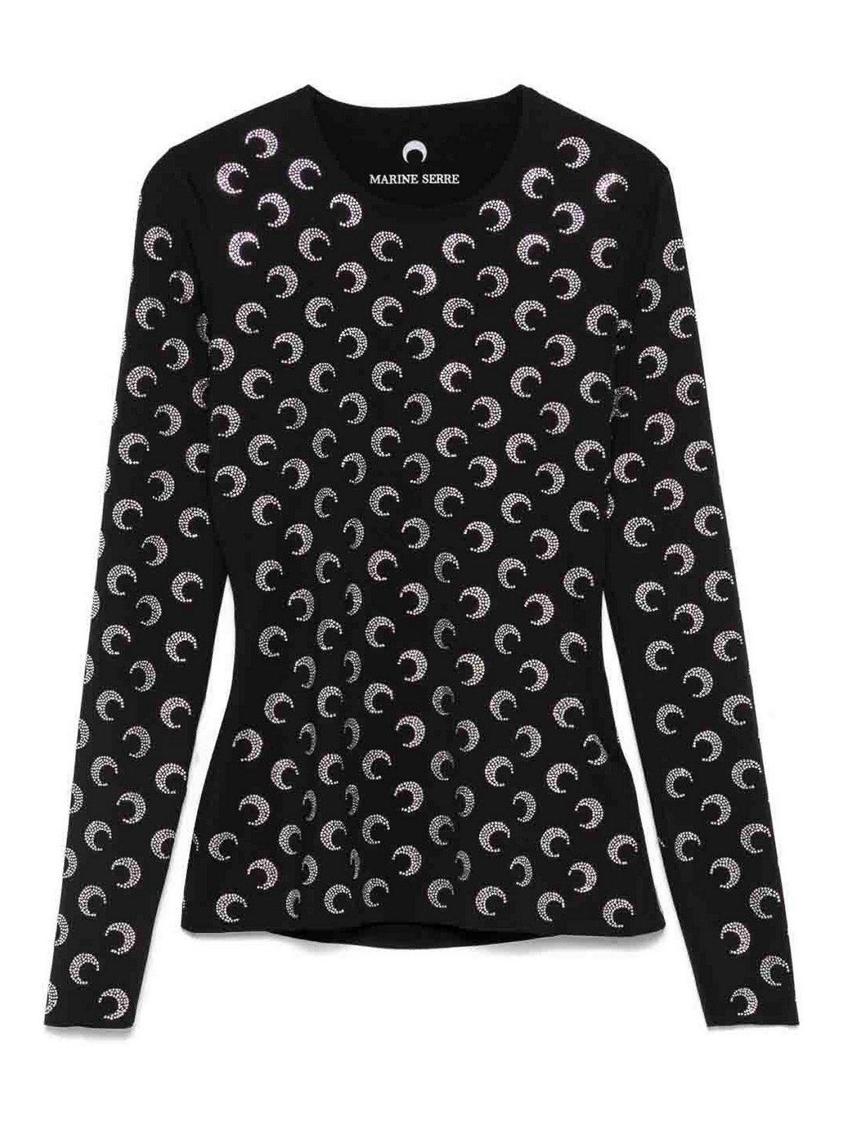 Marine Serre Moon Strass Crewneck Top In Black