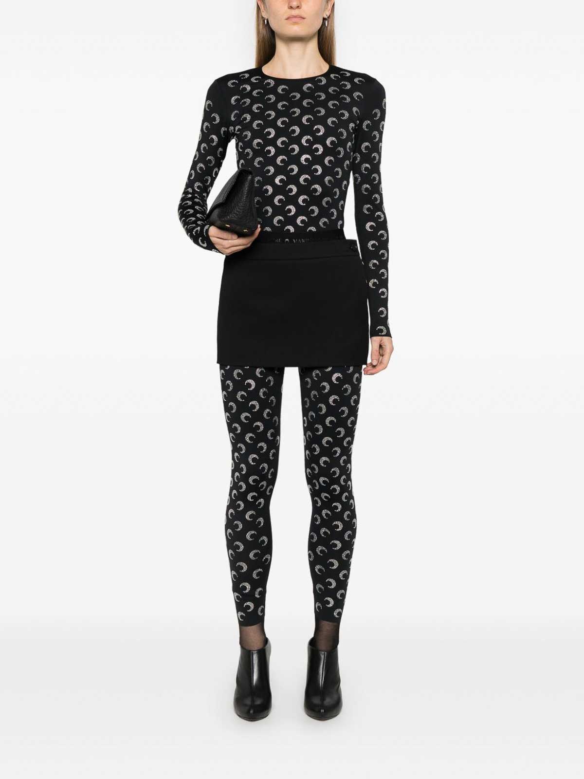 Marine Serre Moon Strass Crewneck Top In Black