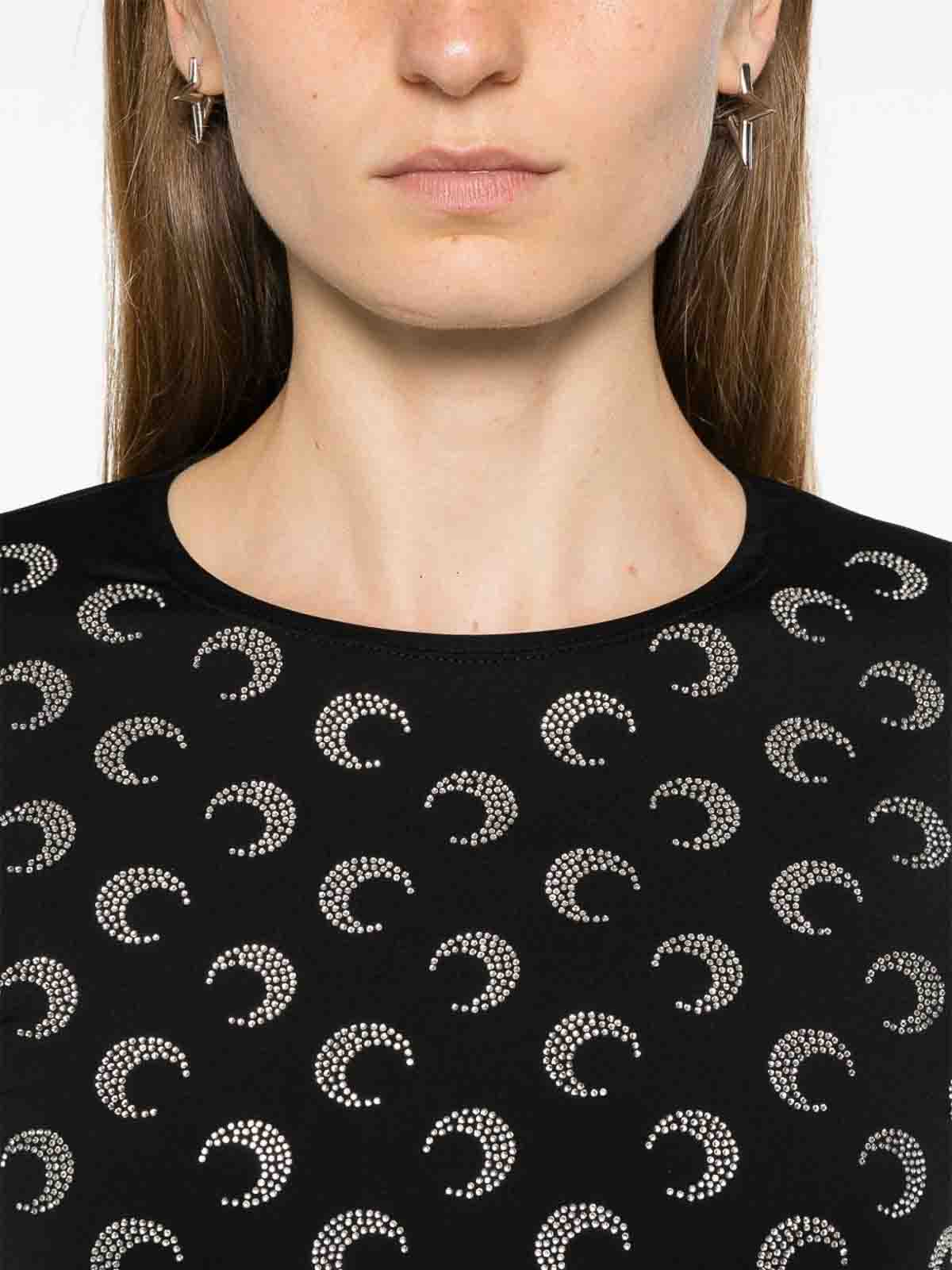 Marine Serre Moon Strass Crewneck Top In Black